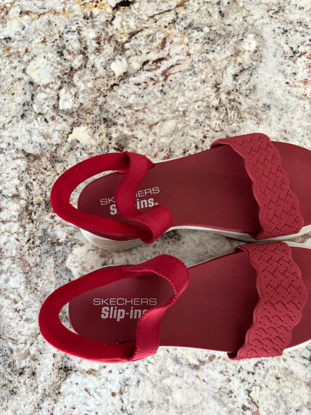 Skechers Slip-ins Women's Red Knit and Hook-and-Loop Sport Sandals - Picture 5 of 8